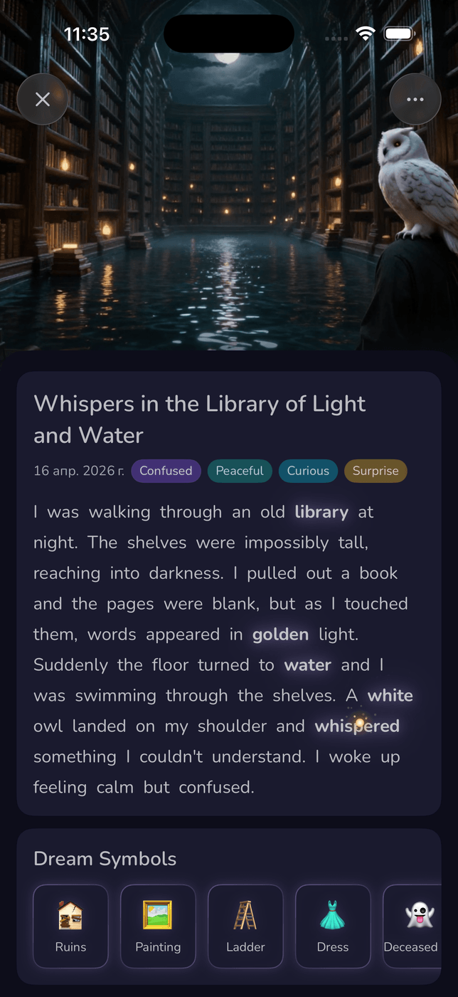 Dream journal entry screen