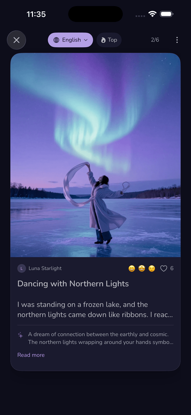 AI dream interpretation screen